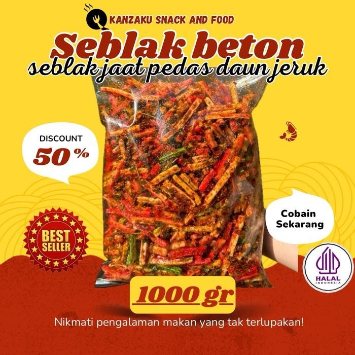 

BERKUALITAS Langsung kirim 1kg Seblak kerupuk Beton / seblak jaat cikruh pedas daun jeruk flash sale