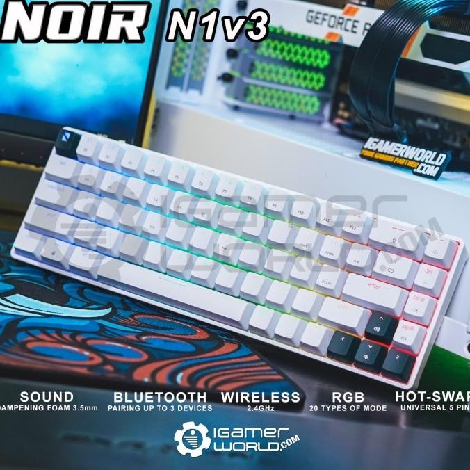 CO Noir N1v3 / N1 65% White Wireless Hotswap Mechanical Gaming Keyboard