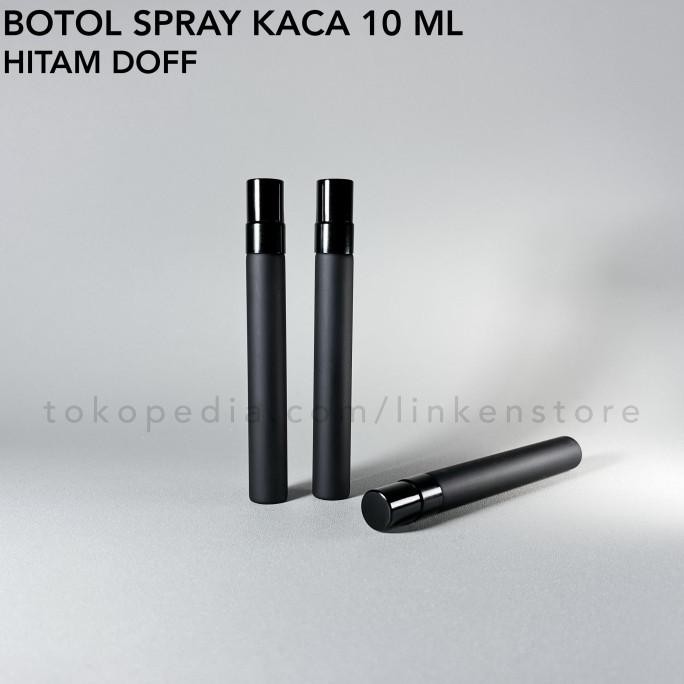 TERBARU - Botol Spray 10ml Kaca HITAM DOFF Tutup Metal / Aluminium Parfum