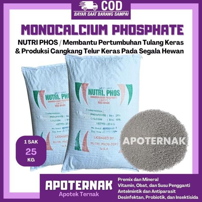 

READY MCP MONOCALCIUM PHOSPHATE 1 SAK 25 KG NUTRI PHOS - MINERAL MAKRO UNGGAS AYAM BEBEK PUYUH KAMBING - MINERAL TULANG & CANGKANG
