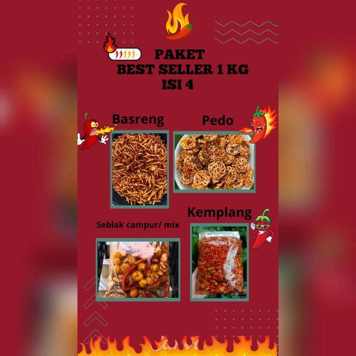 

LIMITED EDITION PAKET BEST SELLER 1 KG ISI 4 PCS, BASRENG, PEDO, SEBLAK CAMPUR, KEMPLANG Pedas Food