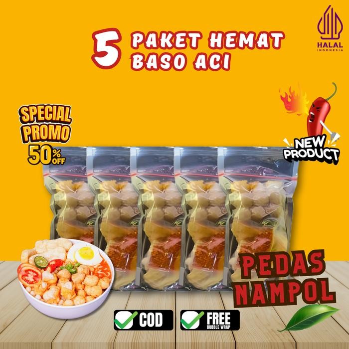 

PROMO Baso aci isi 5pcs / baso Aci isi 5pcs murah / baso Aci paket 5pcs murah Instan Pedas Kuah