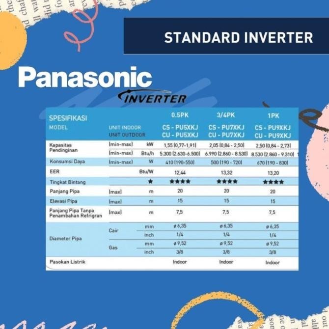 Murah Panasonic Cs/Cu-Pu9Xkj Ac Inverter Air Conditioner 1Pk 1 Pk Cs-Pu9Xkj