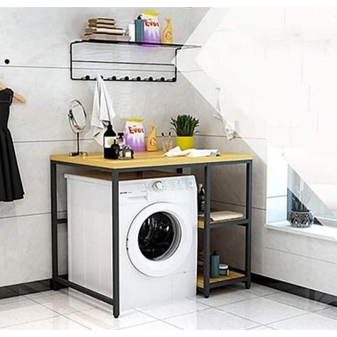 TERBARU - Rak meja Mesin Cuci minimalis Serbaguna Besi kayu