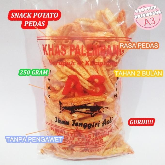 

TERBATAS KERUPUK KENTANG PEDAS POTATO PEDAS MAKANAN RINGAN KENTANG SNACK