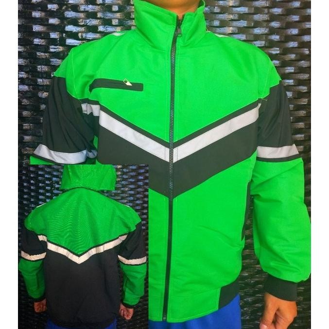 Jaket Bomber Hijau Polos Ojol Bolak Balik
