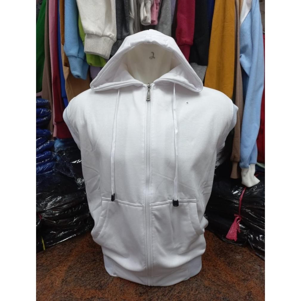 Jaket Hoodie Rompi Resleting Sleting Zipper Ziper Distro Putih Vest Lekbong Singlet Mantel Motor Pol