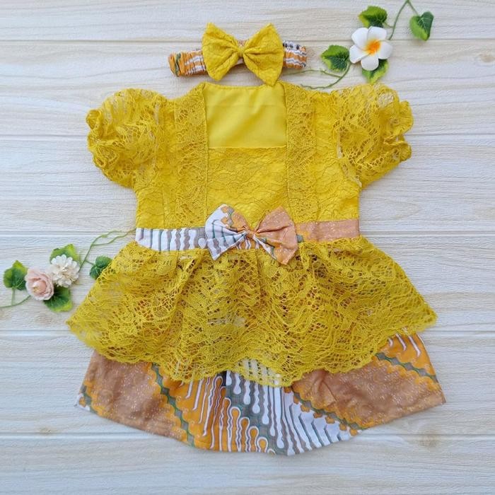 Kebaya Bayi Kinan Untuk Tedhak Siten / Kebaya Anak / Kebaya Anak Perempuan Warna Kuning Lemon