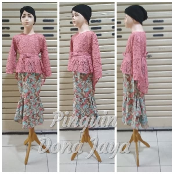 Stelan Kebaya Brukat Aurora Rok Duyung Anak