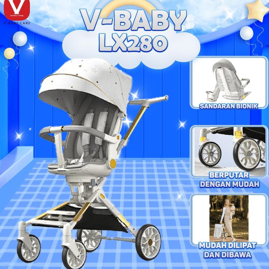 Vbaby Care Troller Lipat Dua Arah Ereta Dorong Dua Arah Troller Lipat Bayi Troller Tampilan Tinggi F