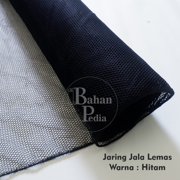 [Roll] Bahan Jala Tebal Lemas Kain Jaring Lapisan Tas Dompet - Hitam