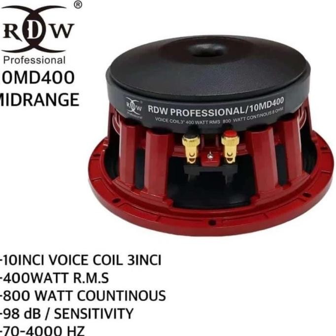 Speaker Komponen Rdw 10Md400 10 Inch Mid New Stok