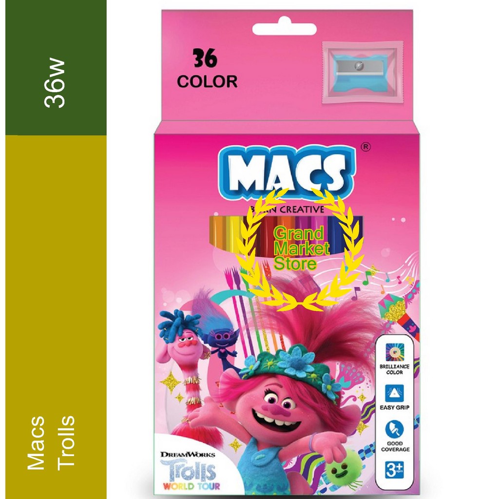 

Pensil Warna Trolls World Tour MACS 36 Color Pencil Macs Pensil Warna 36 Color Macs Trolls Premium