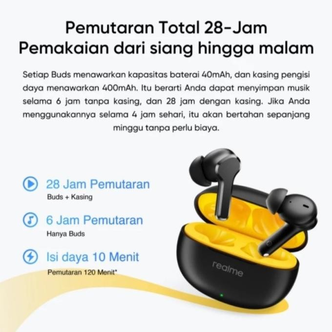 Realme Buds T100 Tws | Resmi 1 Tahun | Diskon Fs New Stok