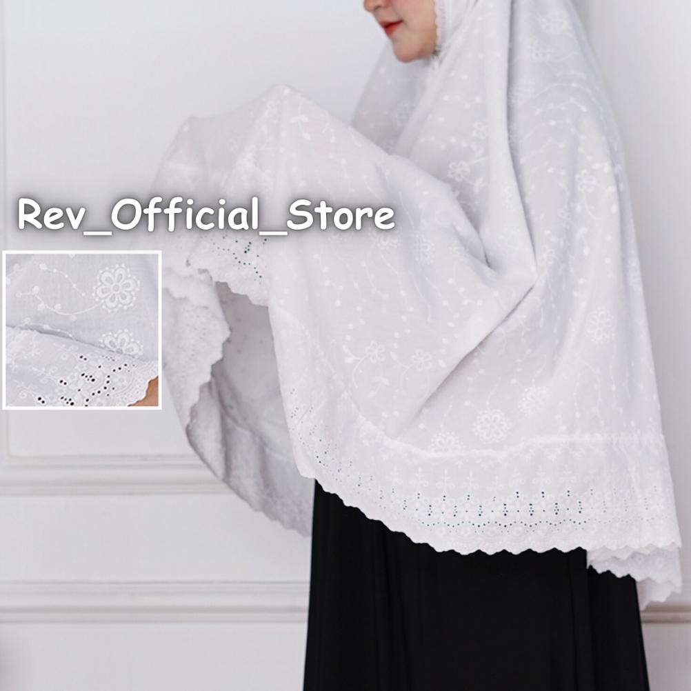 Terbaru.!!>> Bergo Jepang Renda Katun Super Jumbo Putih - Perlengkapan Haji Umroh Wanita