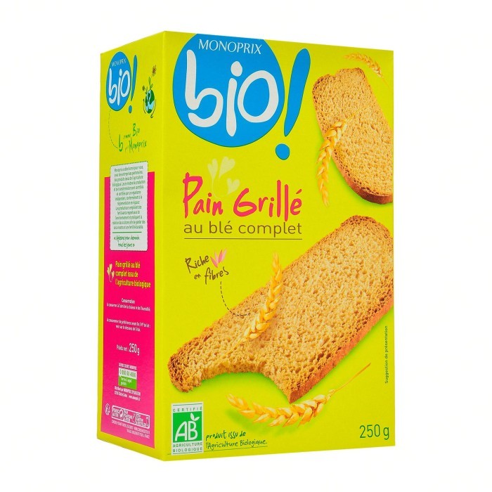 

Monoprix Organic Wholewheat Toasted Bread 250G