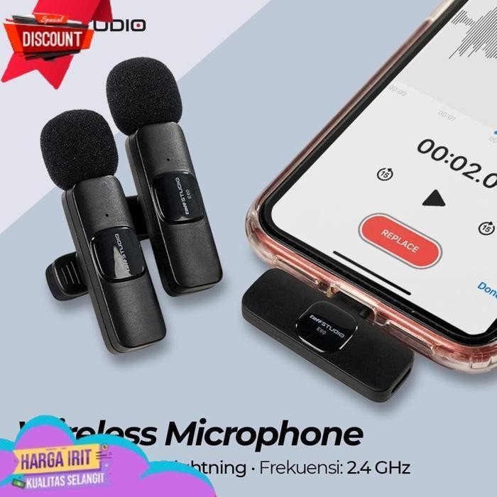 Trending 2PCS Microphone Wireless Lavalier Lapel Live USB Type C Tipe Clip On Mikrofon Mic Lightning