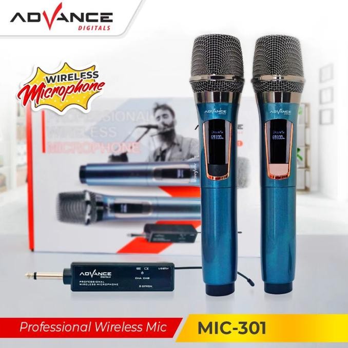 Terlaris Advance MIC-301 Microphone Wireless Double 2 Mic Karaoke Nirkabel Ori SALE