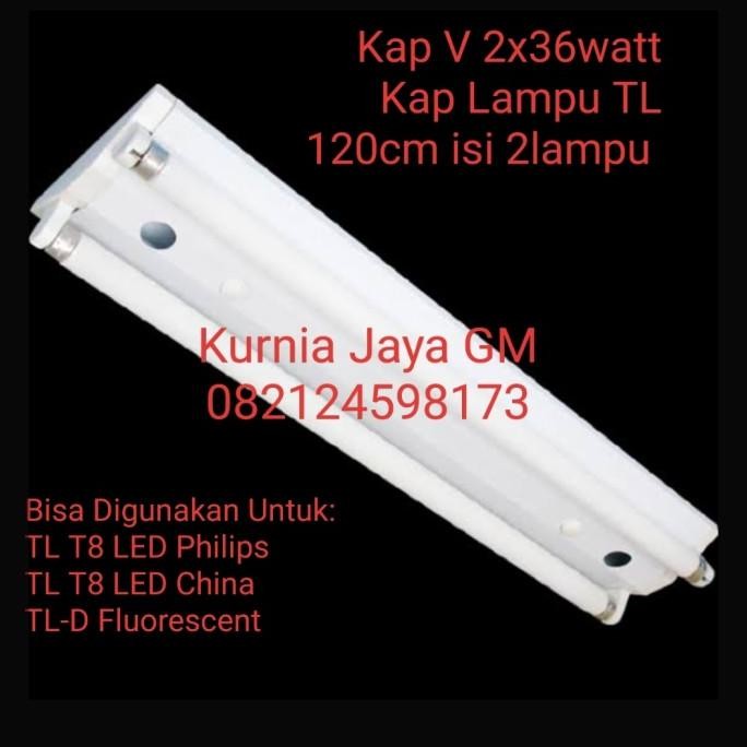 HRG DISKON Kap Lampu TL 2x36watt / Kap V isi 2 lampu 120cm / Kap Lampu TL 2 lampu
