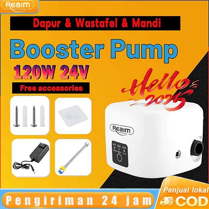 REAIM Pompa Booster, Pendorong Air, Booster Pump Otomatis 120W, 22L/min, Mesin Pendorong Air, Shower