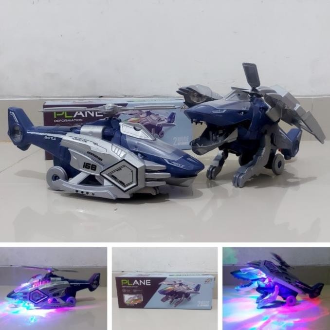 Mainan Robot Helikopter Deformation - Pesawat Jadi Dinosaurus Anak