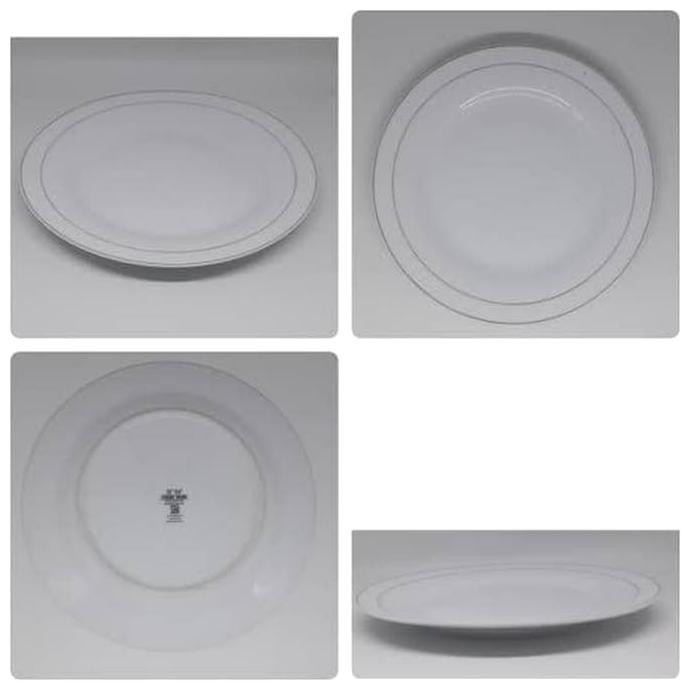 hanya disini] Piring Ceper Putih Beling Keramik Porselen Jumbo Makan Nasi Saji Sayur