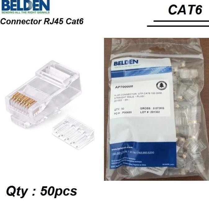 TERBARU - RJ45 CAT6 Belden RJ 45 ORI Jack Konektor LAN Male Plug CAT 6