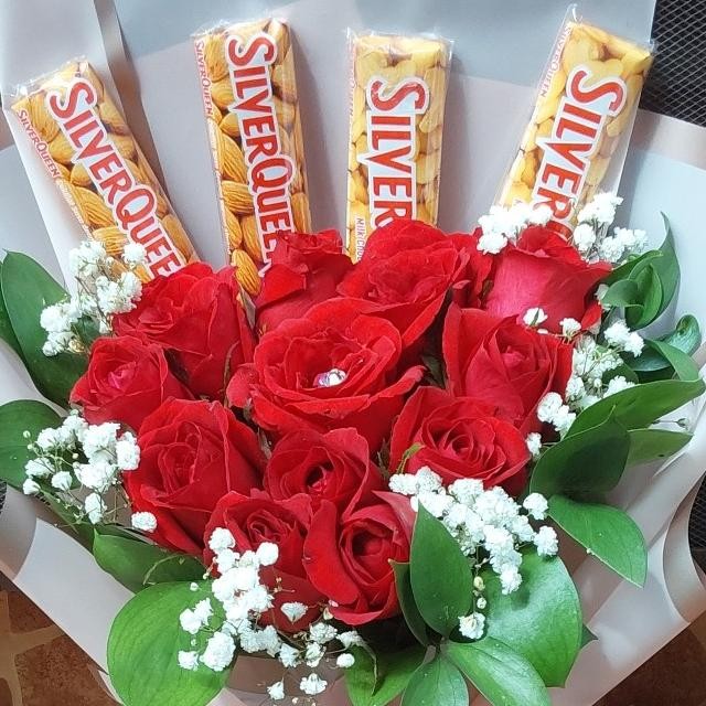 Siap Kirim BUKET VALENTINE, KADO BUNGA VALENTINE, BUNGA ASLI, MAWAR + COKLAT