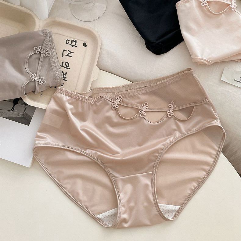 Pakaian Dalam Wanita Berkualitas Tinggi Sedang Celana Dalam Nyaman dari Satin Sutra dan Renda