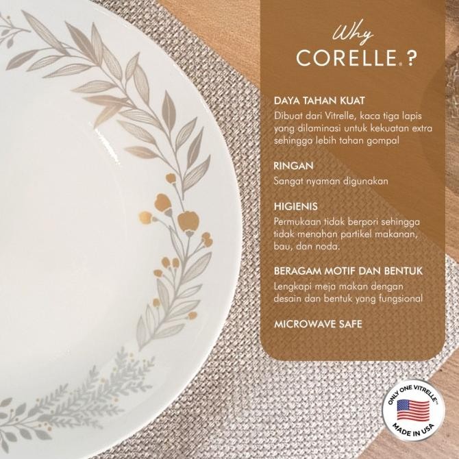 Corelle Silver Crown Dinner Set / Set Piring Makan Original Dan Terpercaya