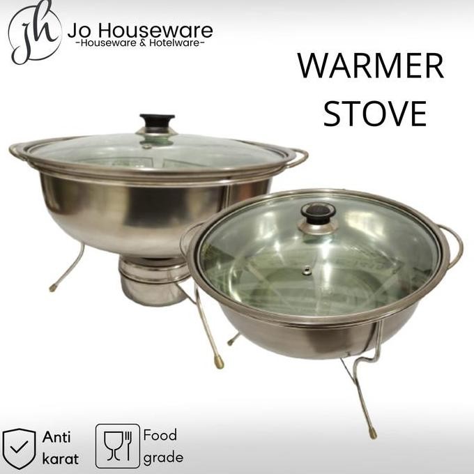 CO Warmer Stove Panci Prasmanan Sayur Soup stainless + Tutup Kaca