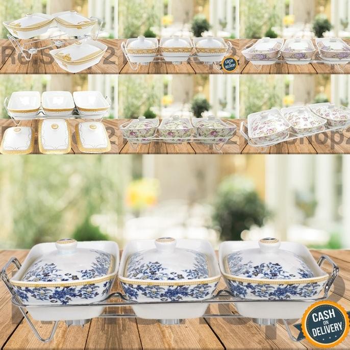 CO Tempat Wadah Saji Makanan Prasmanan Keramik Set Vicenza