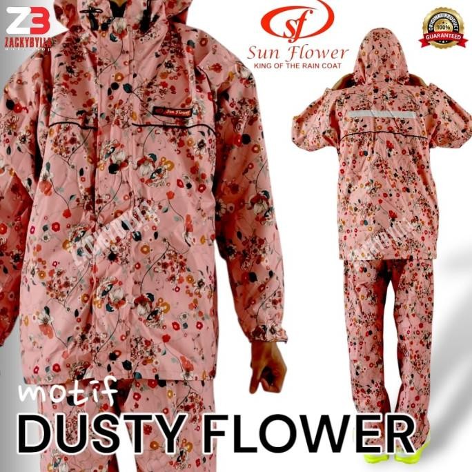 Baru  Jas Hujan Sunflower Motif Original Setelan Jaket Dan Celana