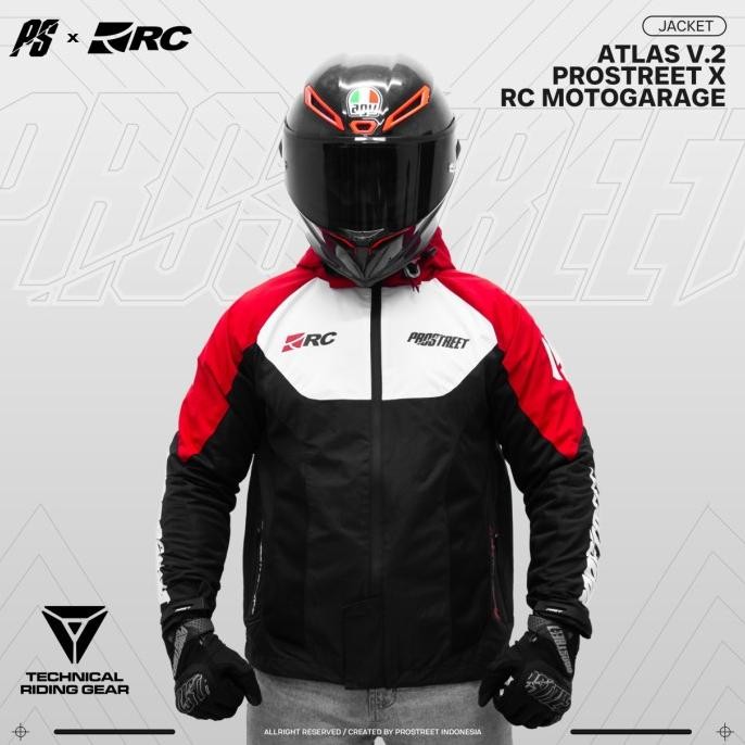 Baru  Jaket Motor - Rc X Prostreet Atlas V2 Collab Black Red Jacket Original