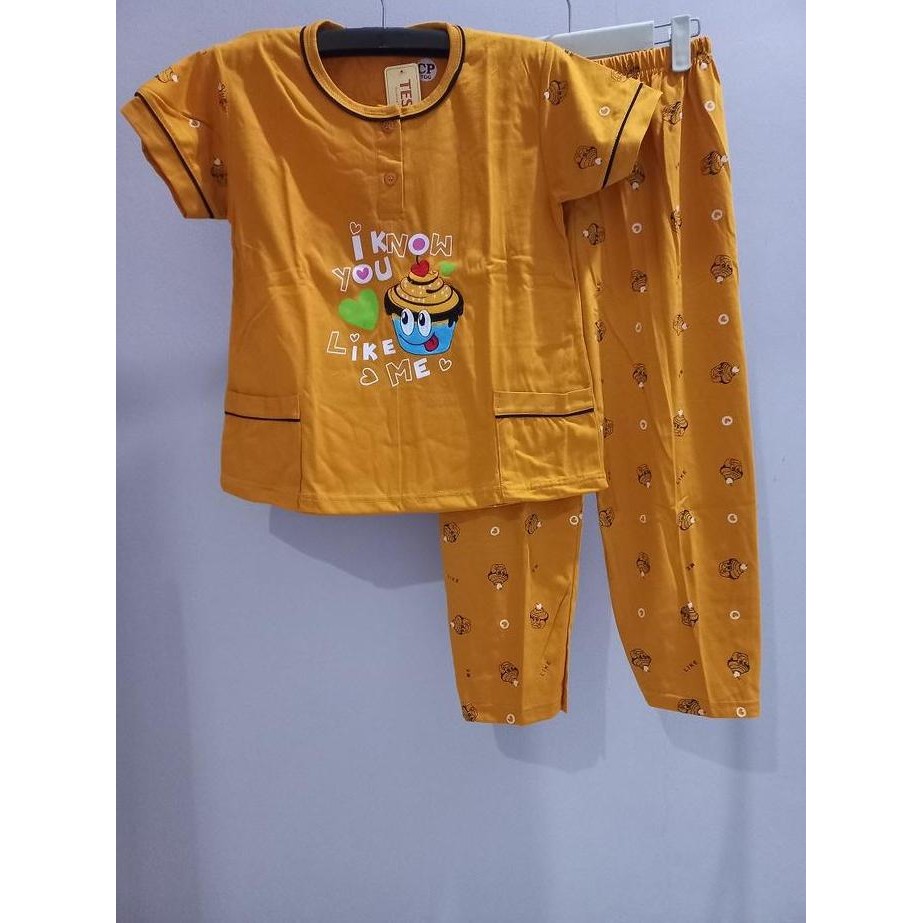 Promo Baju Tidur Cp Tanggung Tessa/Setelan Anak Perempuan/Babydoll Tessa Anak Tanggung ( Lengan Pend