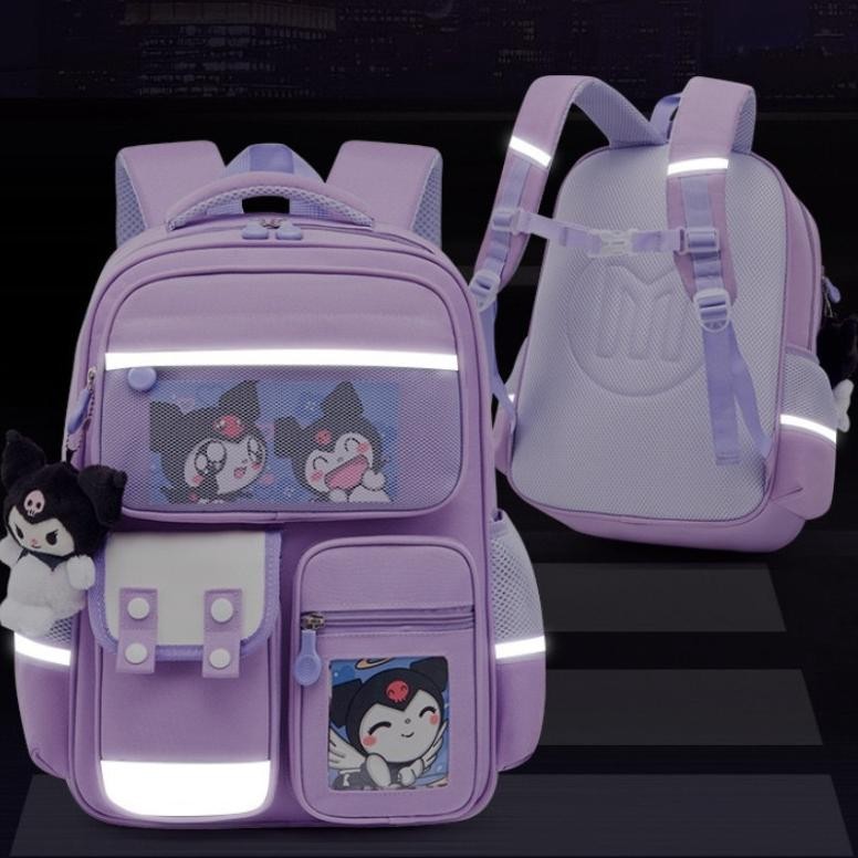 

Ransel Pelajar Tahan Air Lucu + Tempat Pensil + Liontin + Aksesori Dekoratif Kartun / Backpack Kuromi Capibara Melody