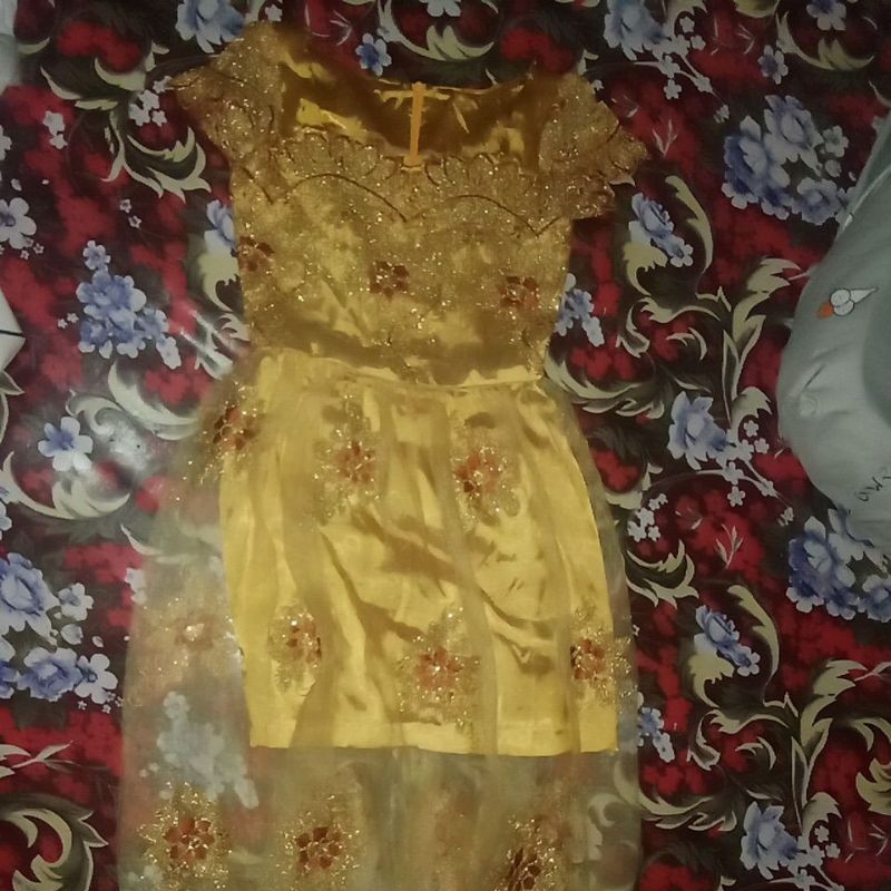 Dress brokat kuning