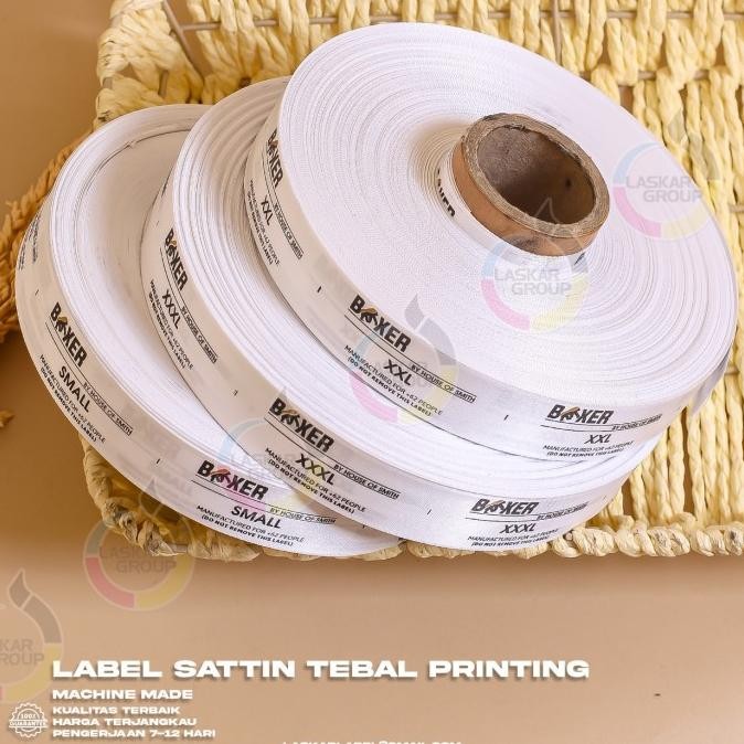 

HARGA DISKON label satin printing / label satin sablon merek custom / satin lokal