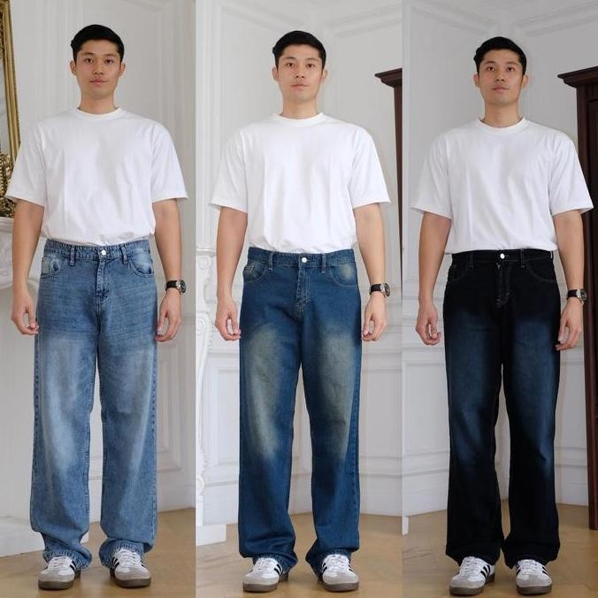HARGA DISKON LADOUCE - Dom High Waist Loose Jeans Celana Baggy Jeans Pria