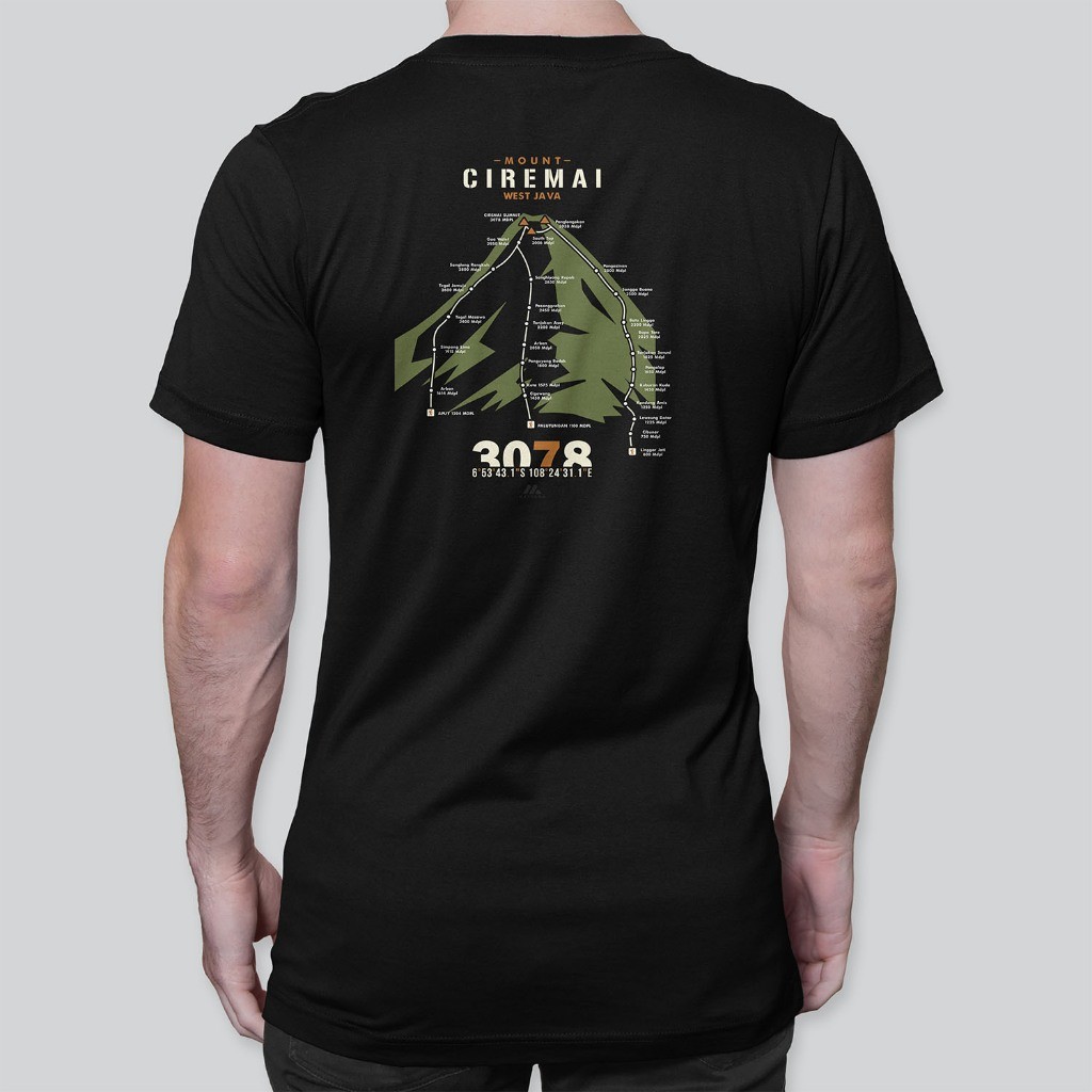 Mastaqa Gunung Ciremai Jalur Pendakian Indonesia Shirt Lengan Pen - HA 34 | pria Kaos Pria