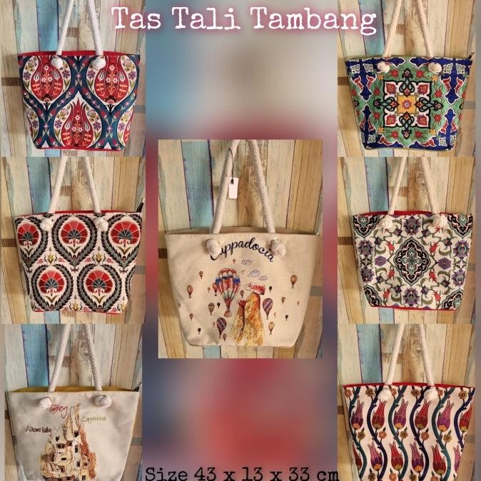 Murah Tas Kilim Tali Tambang Turki Resleting | Tas Turki | Tote Bag Turki