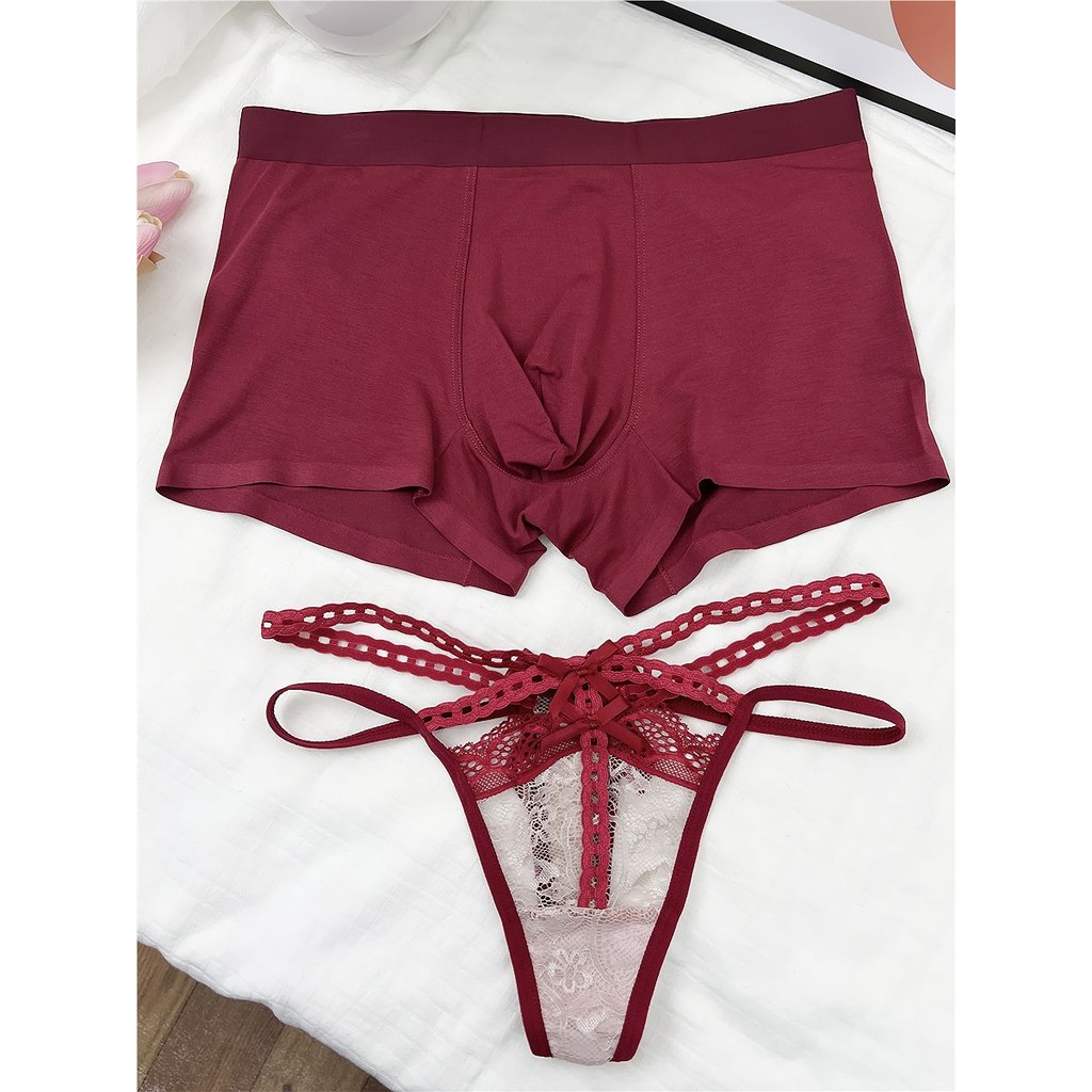 Pakaian Dalam Pasangan Merah Katun Murni Pernikahan Tahun Zodiak Pakaian Dalam Pria dan Wanita