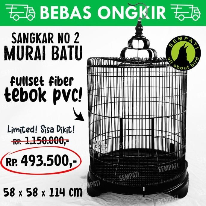 SANGKAR MURAI KANDANG MURAI BATU SANGKAR BURUNG FIBER IMPORT FULSET SM