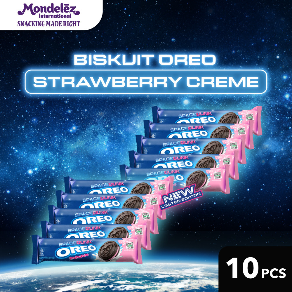 

OREO STRAWBERRY CREAM 110.4G x 10 - EDISI SPACE DUNK | Cookies Biskuit Cemilan Anak & Dewasa