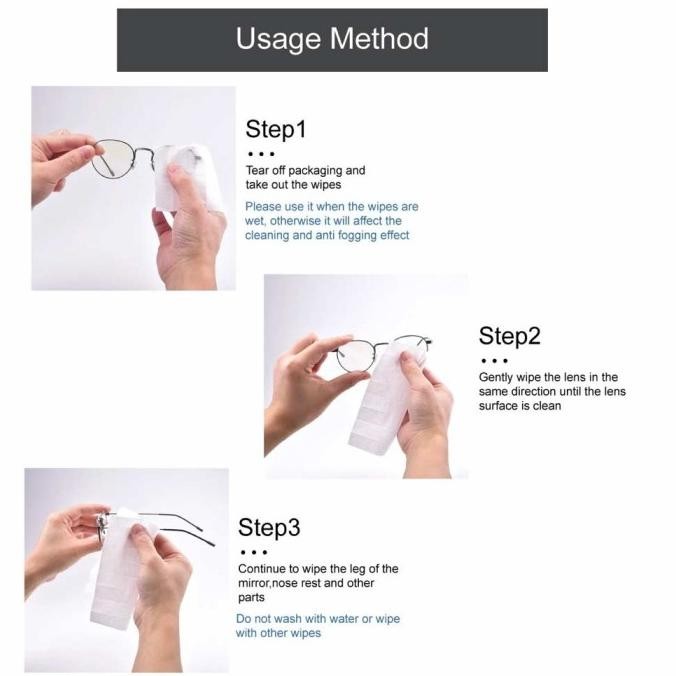 Grosir 100 Pcs Tisu Anti Fog / Embun Lensa Kacamata & Kamera - Moistened