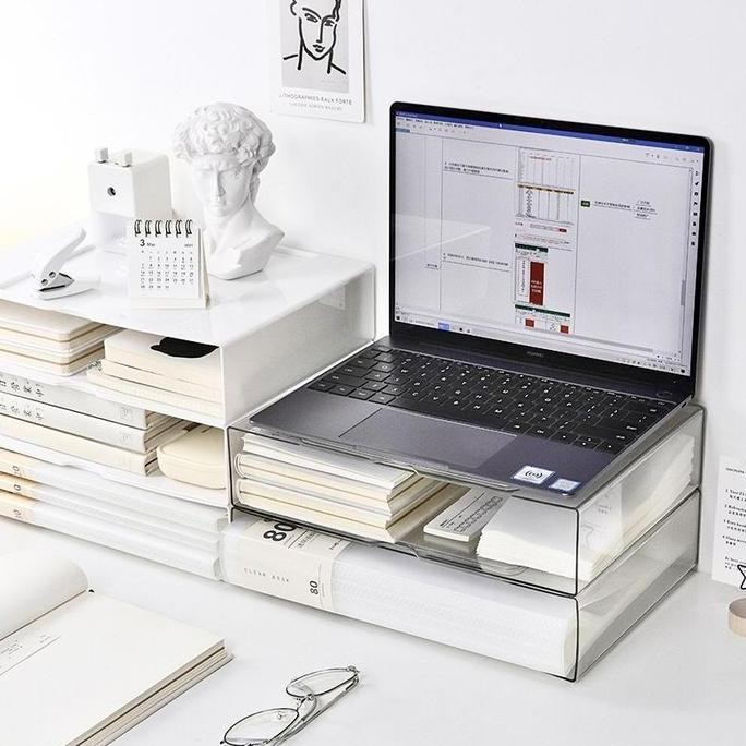 

[MILOLI] 1pc File Acrylic Transparant Rak Meja Kotak Penyimpanan Organizer Desk Accessories File Multi-Layer - F0206