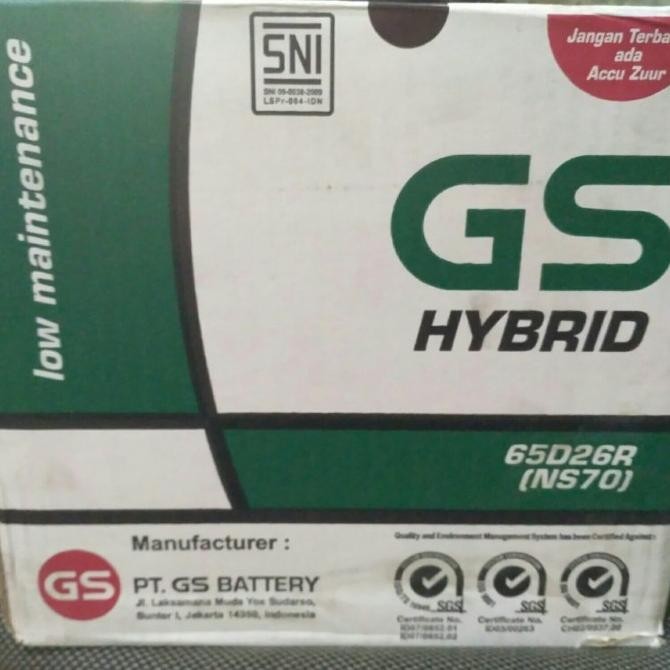 N Aki Mobil / Battery Gs Astra Type Hybrid Ns70 12Volt-65Amper