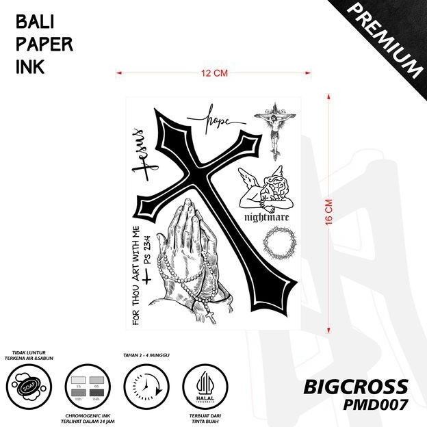 Tato Salib Besar PMD007 Premium Stiker Tato By Bali Paper Ink Temporary Tatto irf