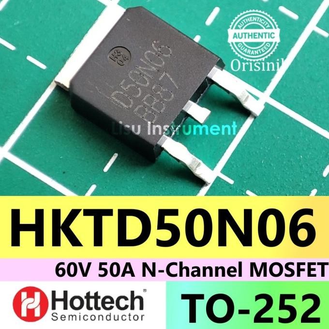 (2) HKTD50N06 60V 50A N-Channel MOSFET D50N06 50N06 TO-252 Hottech ORIGINAL lisu992 Ayo Beli