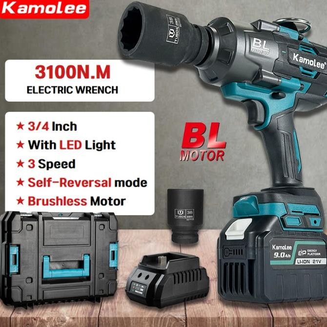 Kamolee Kunci Pas Dampak Listrik Brushless 3/4" 3100N.m